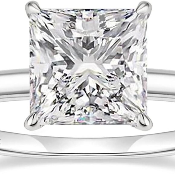 Sterling Silver Engagement Ring with Cubic Zirconia Size 7 Wedding Band for Her - Picture 1 of 5